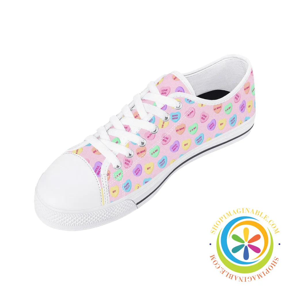 Sweet Tarts Hearts Ladies Low Top Canvas Shoes