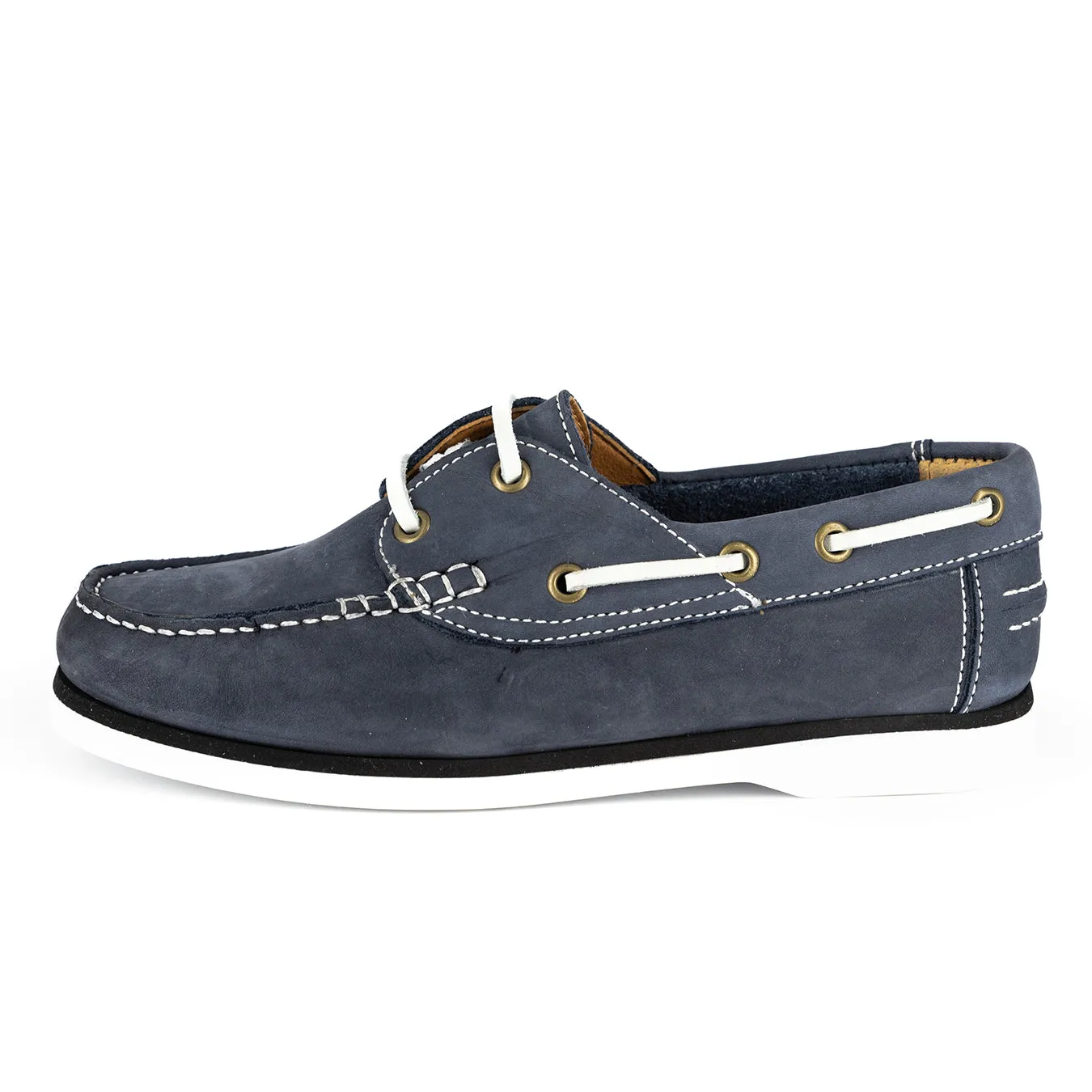 Uhlamvu : Ladies Leather Boat Shoe in Marine Nubuck