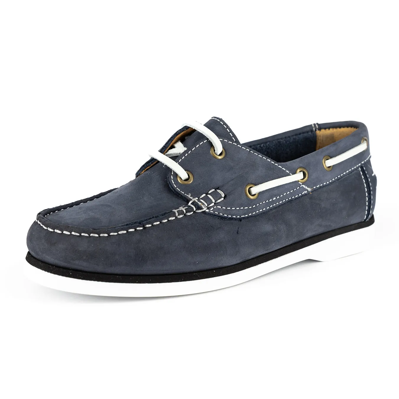 Uhlamvu : Ladies Leather Boat Shoe in Marine Nubuck