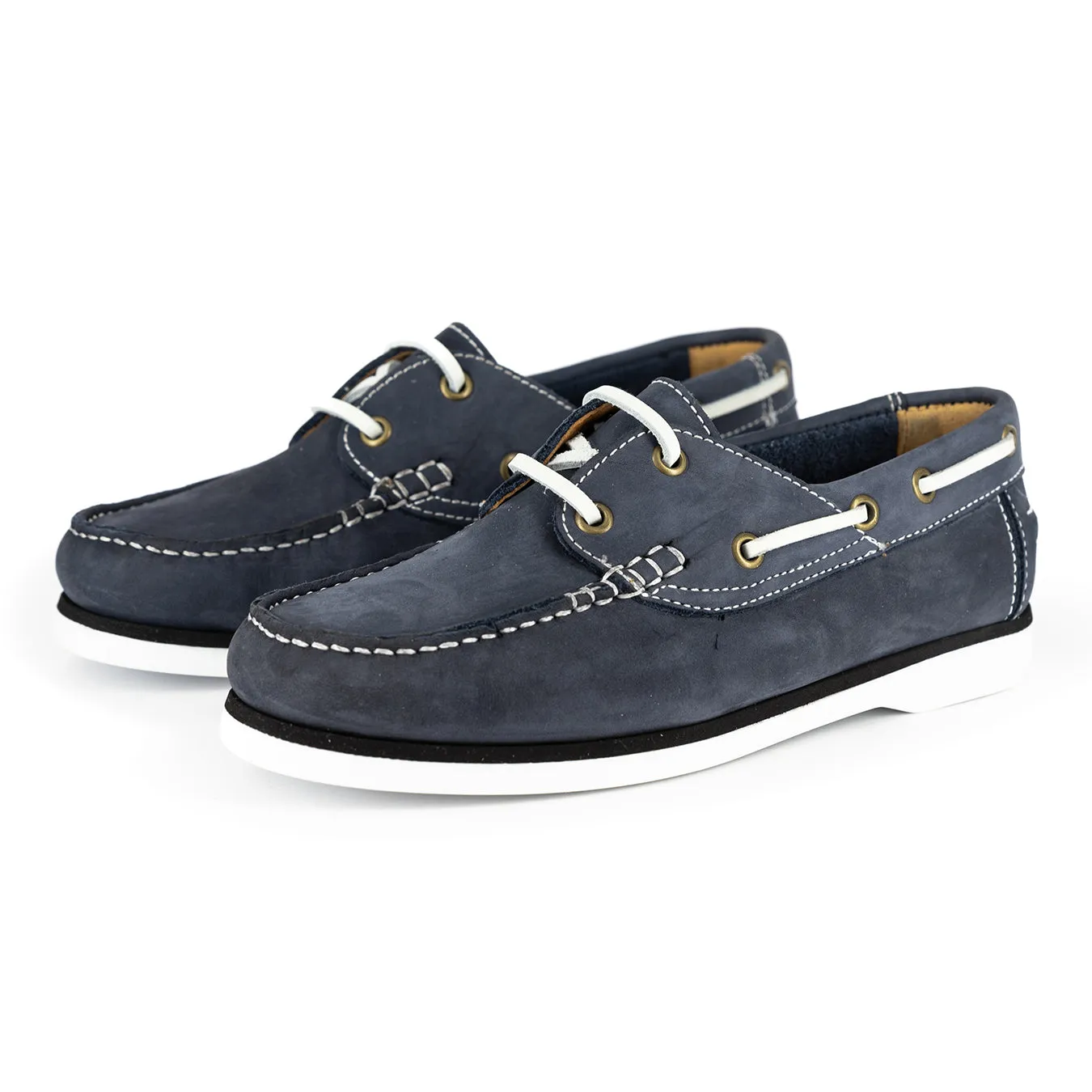 Uhlamvu : Ladies Leather Boat Shoe in Marine Nubuck
