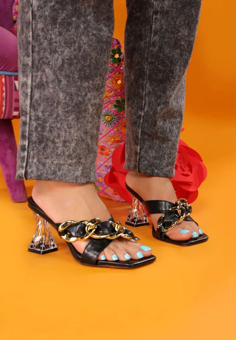 Wandy Luxe Chain-Link Embellished Sandals  Stylish Comfort Redefined