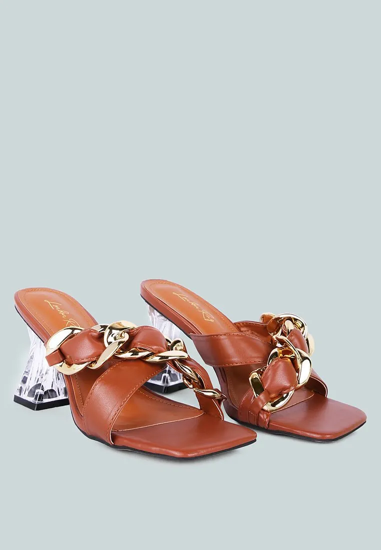 Wandy Luxe Chain-Link Embellished Sandals  Stylish Comfort Redefined