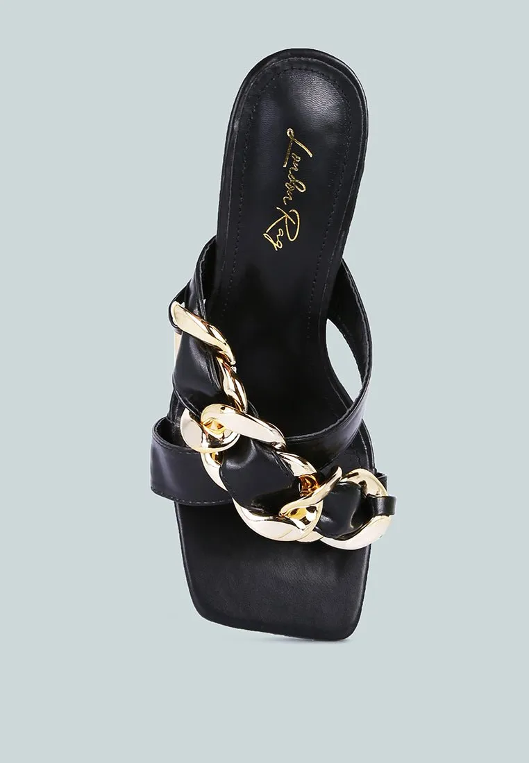 Wandy Luxe Chain-Link Embellished Sandals  Stylish Comfort Redefined