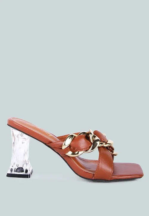 Wandy Luxe Chain-Link Embellished Sandals  Stylish Comfort Redefined