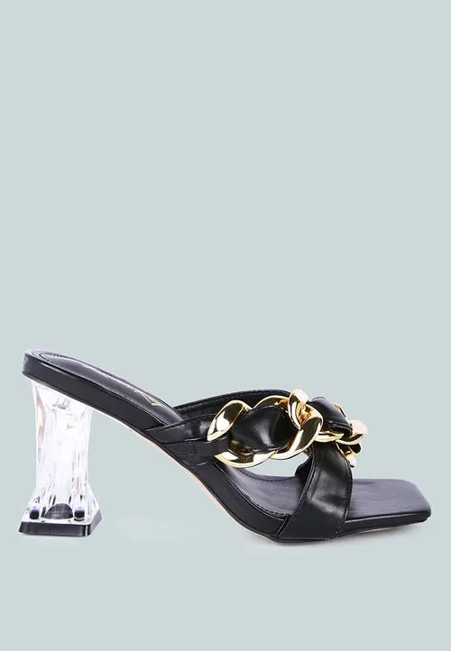 Wandy Luxe Chain-Link Embellished Sandals  Stylish Comfort Redefined