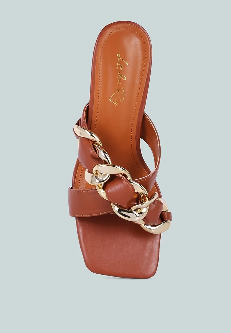 Wandy Luxe Chain-Link Embellished Sandals  Stylish Comfort Redefined