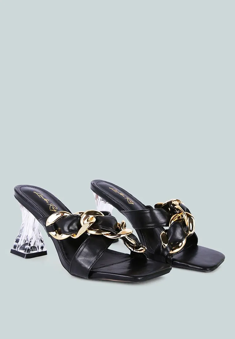 Wandy Luxe Chain-Link Embellished Sandals  Stylish Comfort Redefined